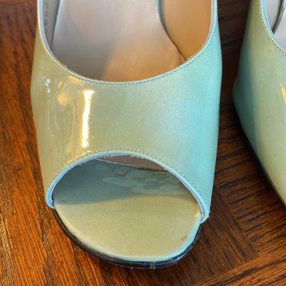 Euc Stuart Weitzman Sz 8.5m Open Toe Slingback Pu… - image 8